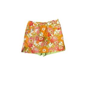 Liz Golf Retro Floral Orange Pink Green & White Skirt Skort Size 10